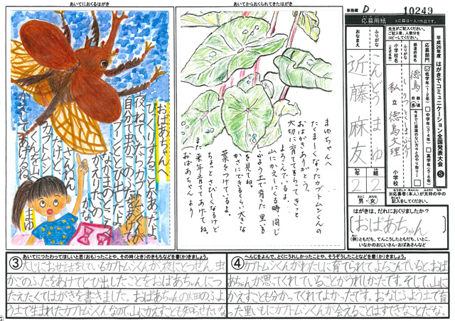 文部科学大臣賞・Ｄブロック最優秀賞　徳島県　私立徳島文理小学校　２年　近藤　麻友