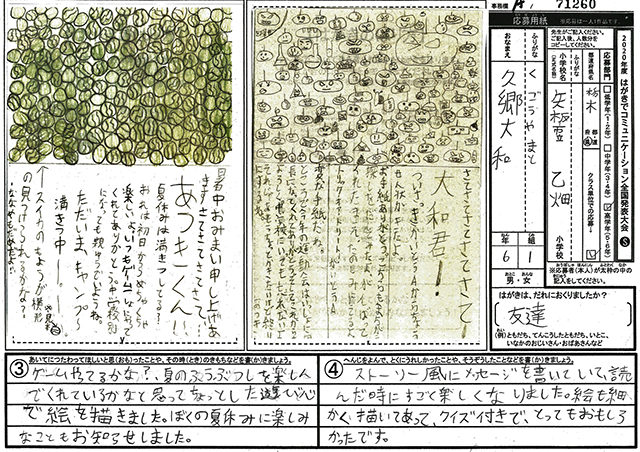 審査員特別賞　栃木県　矢板市立乙畑小学校　６年　久郷　大和